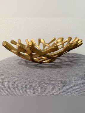 Sculptural Gold Decorative Bowl